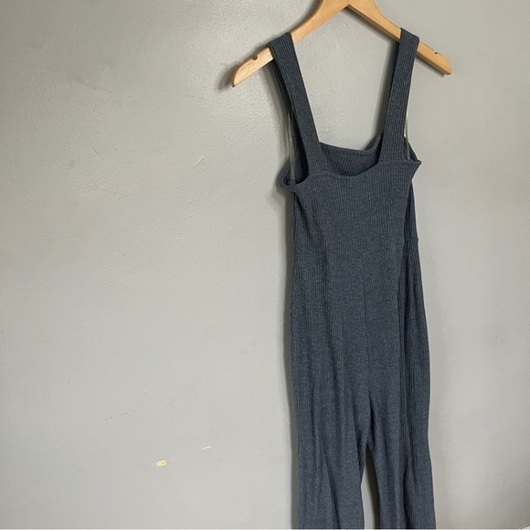 Ribbed Softspun Square Neck Jumpsuit Blue Grey XS X-Small - Picture 5 of 9